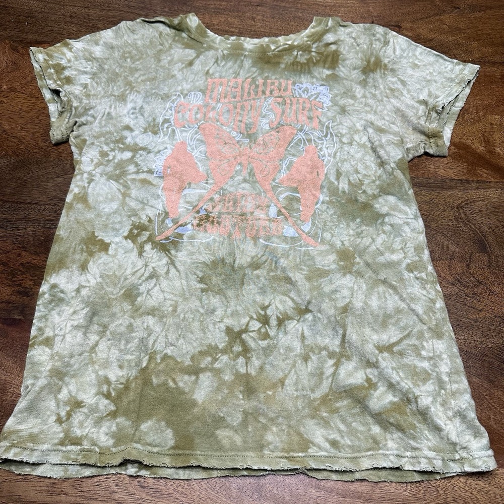 Juicy Couture Malibu Colony Surf Butterfly Baby T‎ shirt Medium Tie Dye Y2K